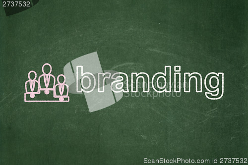 Image of Advertising concept: Business Team and Branding on chalkboard