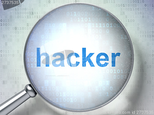 Image of Security concept: Hacker with optical glass