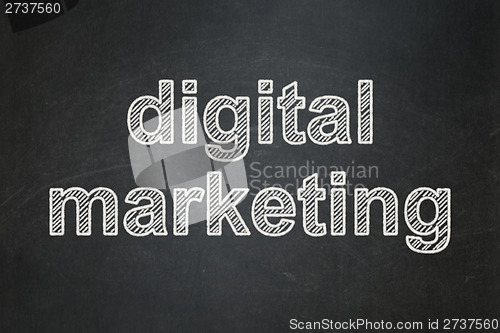 Image of Advertising concept: Digital Marketing on chalkboard background