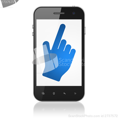 Image of Marketing concept: Mouse Cursor on smartphone