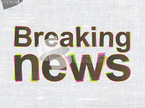 Image of Breaking News on fabric texture background