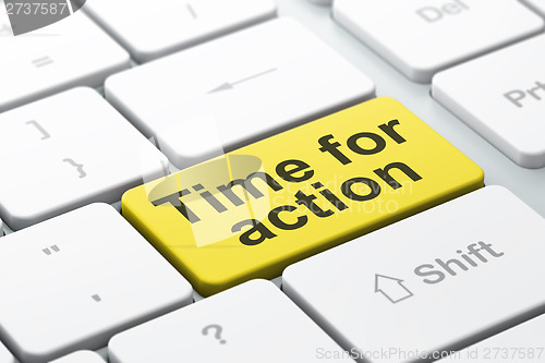 Image of Timeline concept: Time for Action on keyboard background