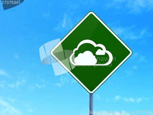 Image of Cloud on road sign background
