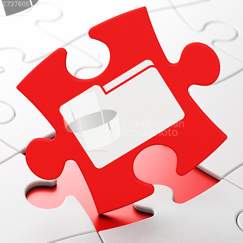 Image of Business concept: Folder on puzzle background