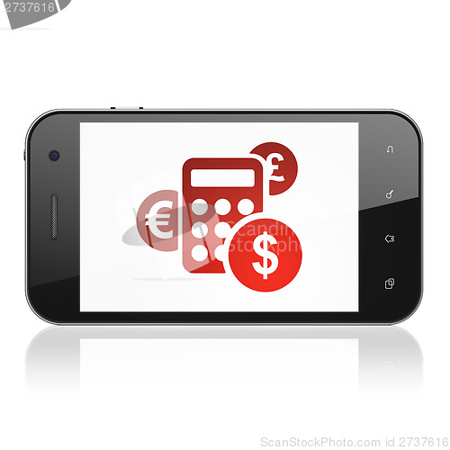 Image of Business concept: Calculator on smartphone