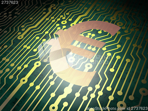 Image of Currency concept: circuit board with Euro