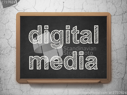 Image of Marketing concept: Digital Media on chalkboard background