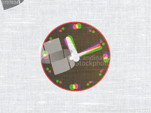 Image of Time concept: Clock on fabric texture background