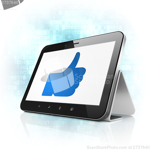 Image of Social media concept: Like on tablet pc computer