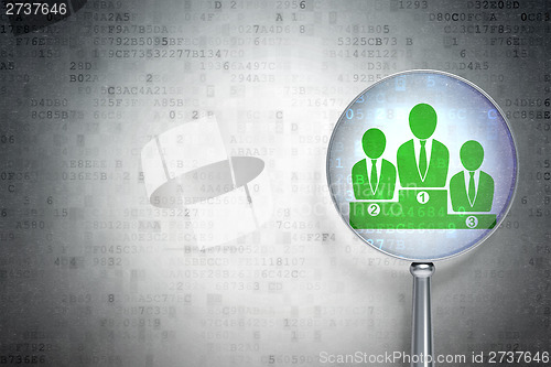 Image of Law concept:  Business Team with optical glass on digital