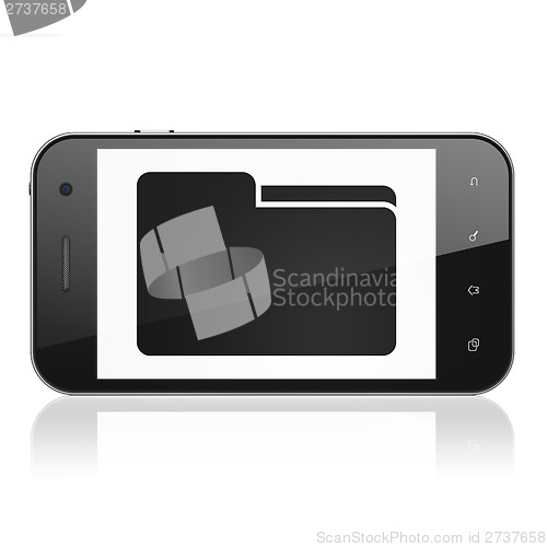 Image of Finance concept: Folder on smartphone
