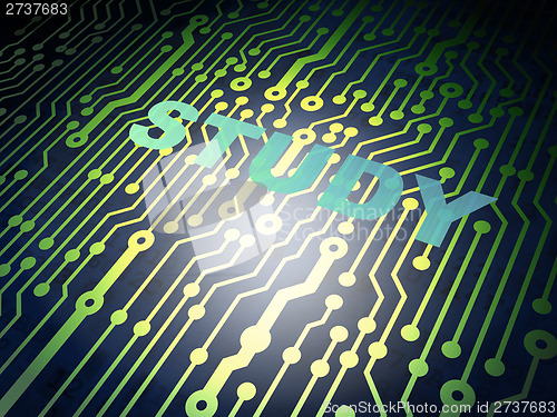 Image of Education concept: circuit board with Study