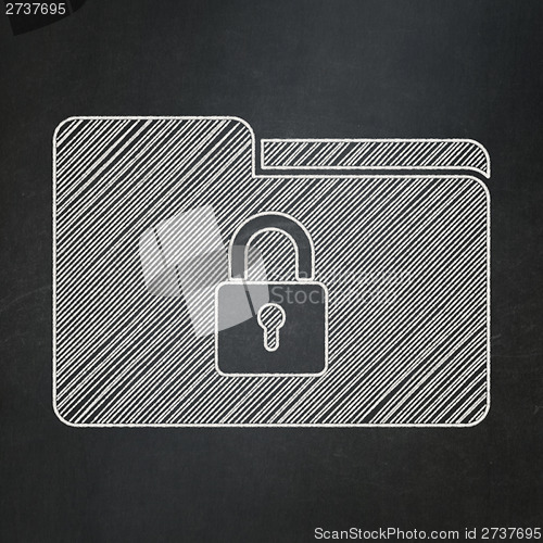 Image of Business concept: Folder With Lock on chalkboard background