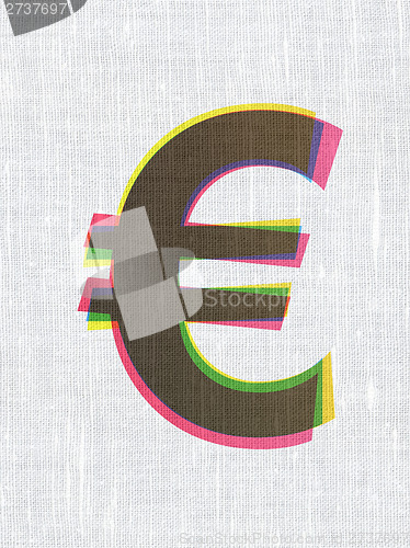 Image of Currency concept: Euro on fabric texture background