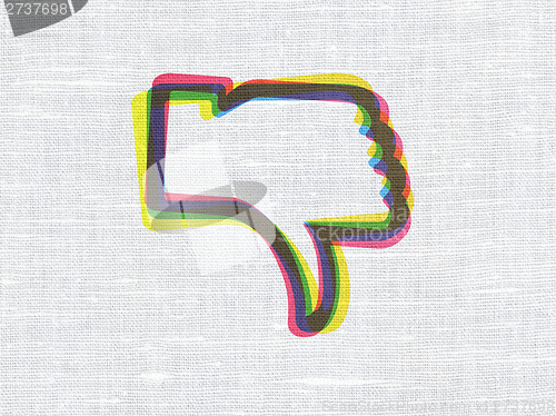 Image of Social network concept: Unlike on fabric texture background