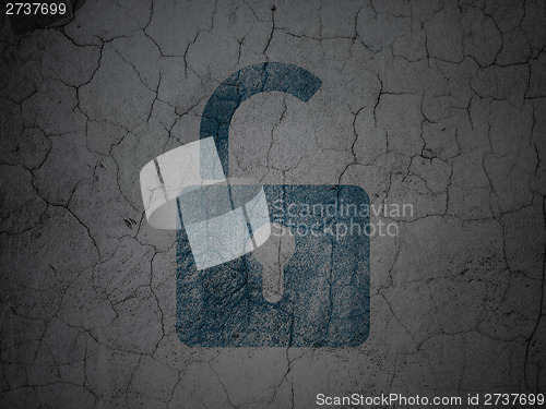 Image of Security concept: Opened Padlock on grunge wall background