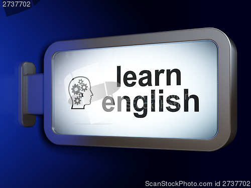 Image of Education concept: Learn English and Head With Gears