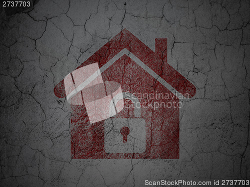 Image of Protection concept: Home on grunge wall background