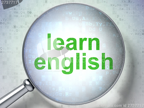 Image of Education concept: Learn English with optical glass