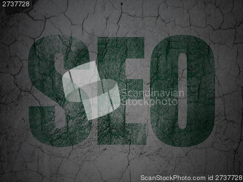 Image of Web development concept: SEO on grunge wall background