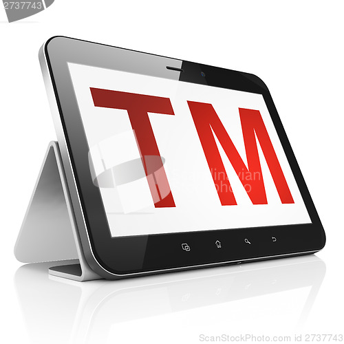 Image of Law concept: Trademark on tablet pc computer