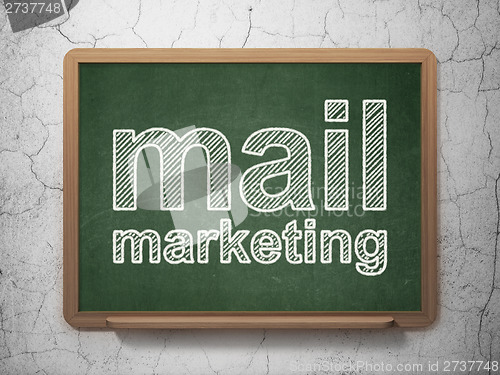 Image of Advertising concept: Mail Marketing on chalkboard background