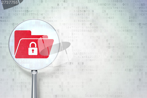 Image of Finance concept:  Folder With Lock optical glass on digital