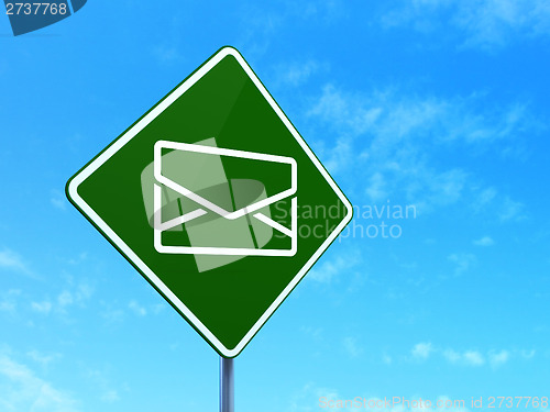 Image of Finance concept: Email on road sign background