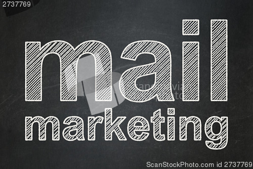Image of Advertising concept: Mail Marketing on chalkboard background