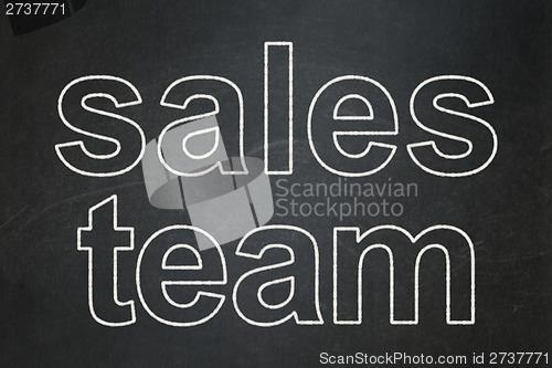 Image of Advertising concept: Sales Team on chalkboard background