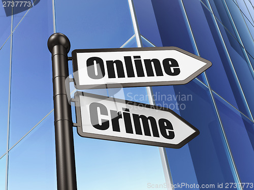 Image of Protection concept: sign Online Crime on Building background