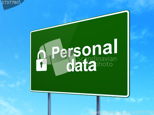 Image of Information concept: Personal Data and Closed Padlock on sign