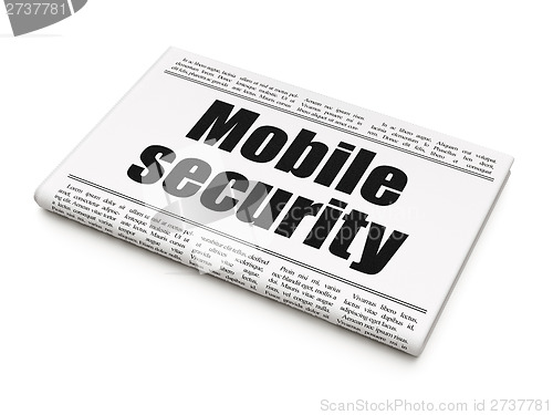 Image of Safety news concept: newspaper headline Mobile Security