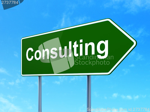 Image of Business concept: Consulting on road sign background