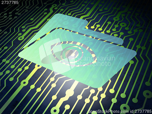 Image of Finance concept: circuit board with Folder Eye