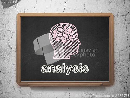 Image of Advertising concept: Head With Finance Symbol and Analysis