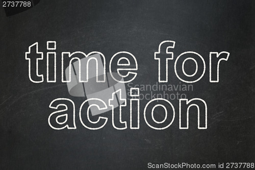 Image of Time for Action on chalkboard background