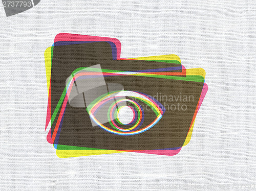 Image of Finance concept: Folder With Eye on fabric texture background