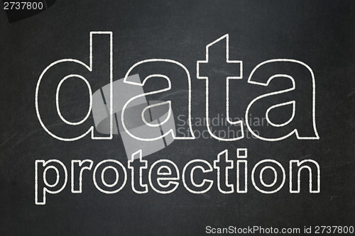 Image of Safety concept: Data Protection on chalkboard background