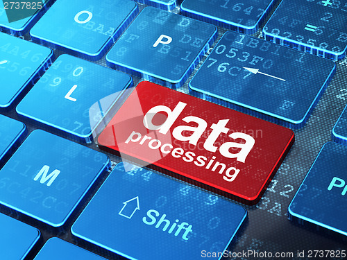 Image of Information concept: Data Processing on keyboard background