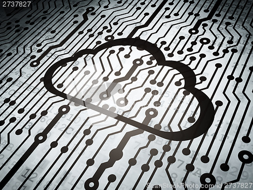 Image of computing concept: circuit board with Cloud