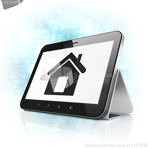 Image of Privacy concept: Home on tablet pc computer
