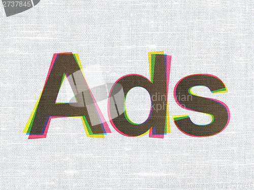 Image of Marketing concept: Ads on fabric texture background