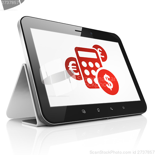 Image of News concept: Calculator on tablet pc computer
