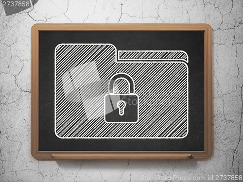 Image of Finance concept: Folder With Lock on chalkboard background