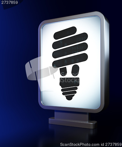 Image of Business concept: Energy Saving Lamp on billboard background