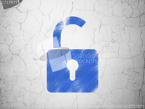 Image of Security concept: Opened Padlock on wall background