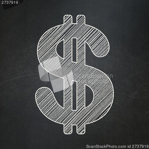 Image of Currency concept: Dollar on chalkboard background