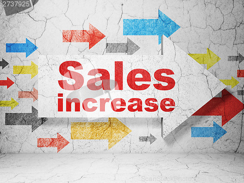 Image of Marketing concept: arrow whis Sales Increase on grunge wall