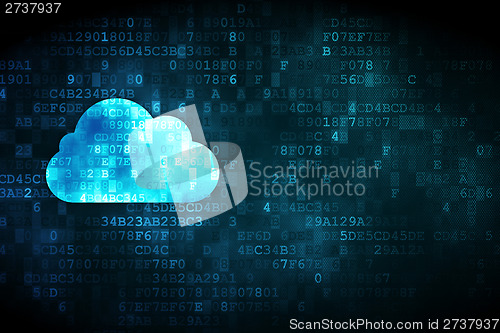 Image of Cloud networking concept: Cloud on digital background
